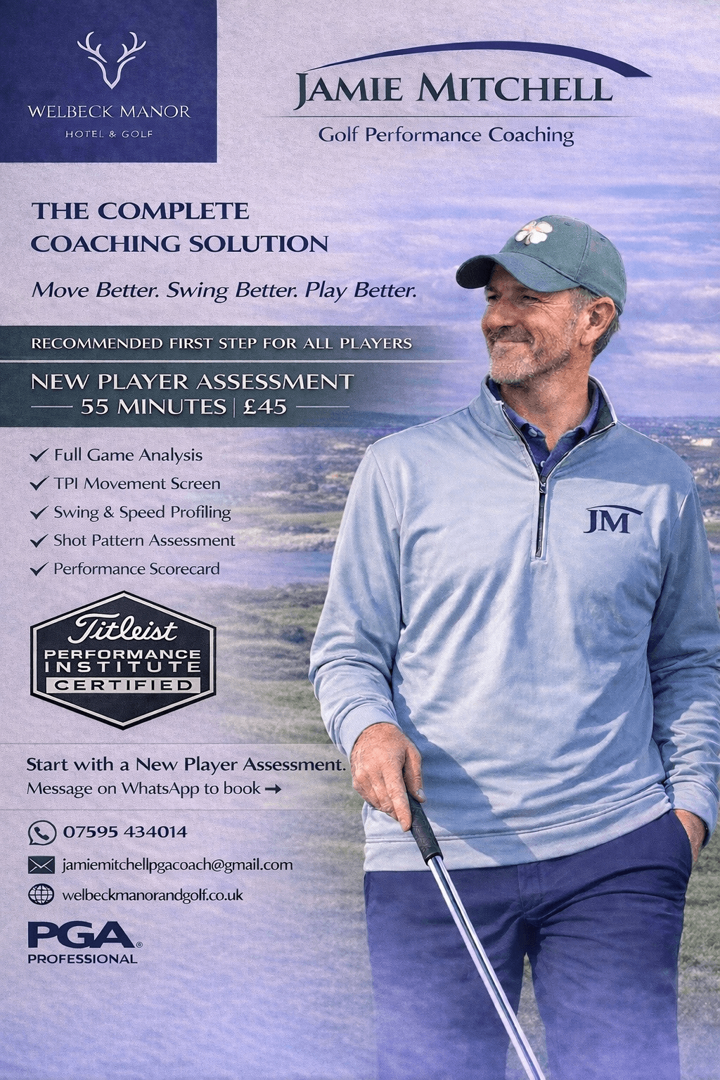 Jamie Mitchell — Golf Performance Coaching at Welbeck Manor. Titleist Performance Institute Certified.